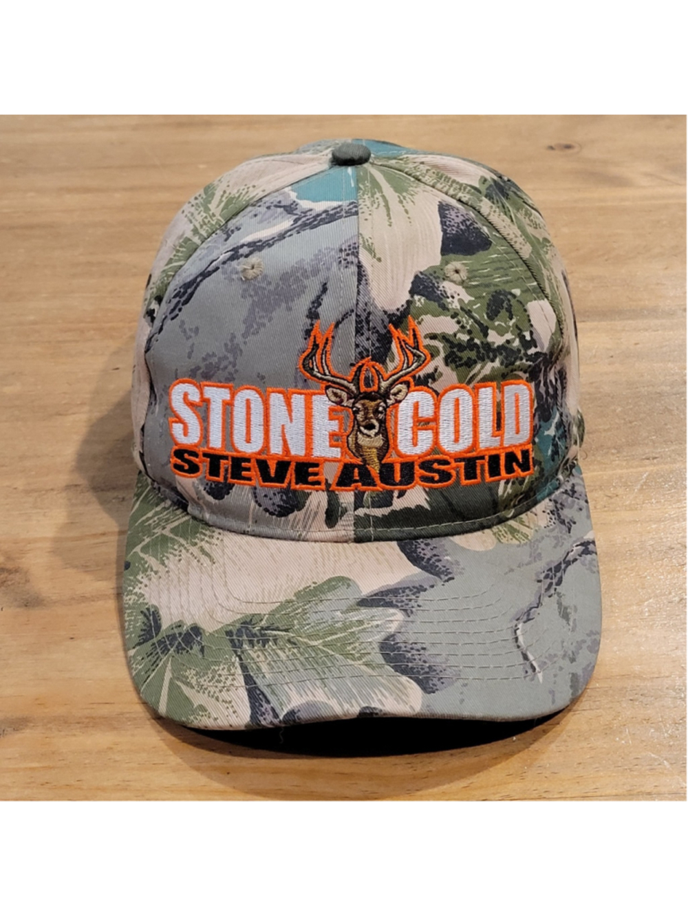 Vintage Stone Cold Steve Austin WWF Wrestling Hat Snapback 2001 Y2K Camo Deer
